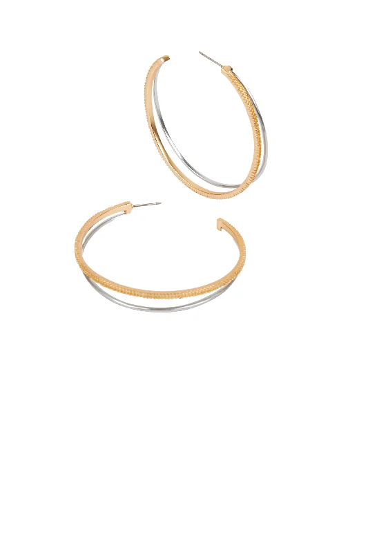 celestial moonstone ring gold Mixed Metal Hoop Earrings