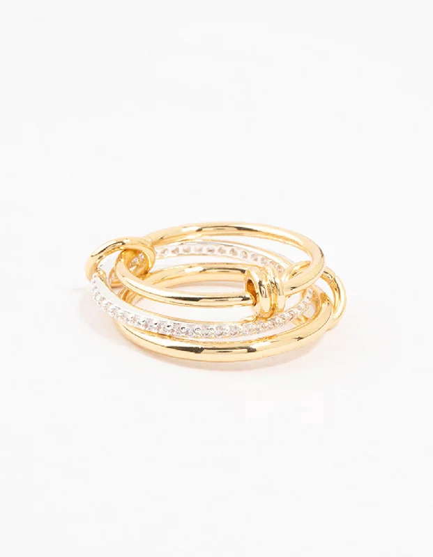 vintage-inspired moonstone necklace Mixed Metals Stacking  Ring