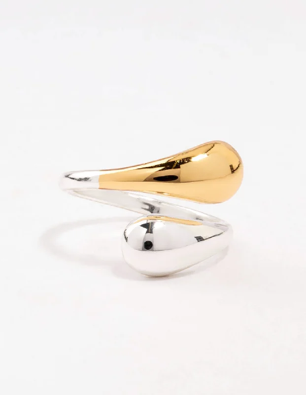 unique moon phase ring Mixed Puffy Double End Wrapped Ring