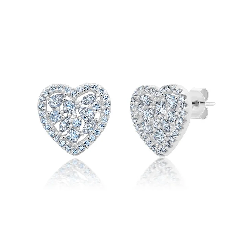 chunky boho turquoise ring Multicut Pave Heart Shaped Earrings