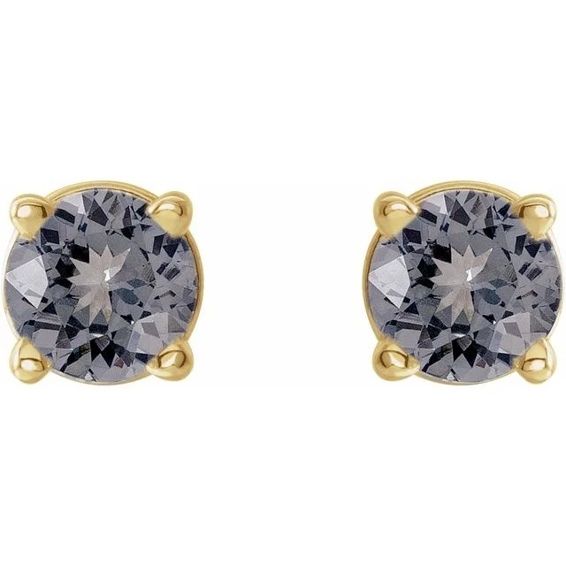 handcrafted opal inlay ring Natural Gray Spinel Studs