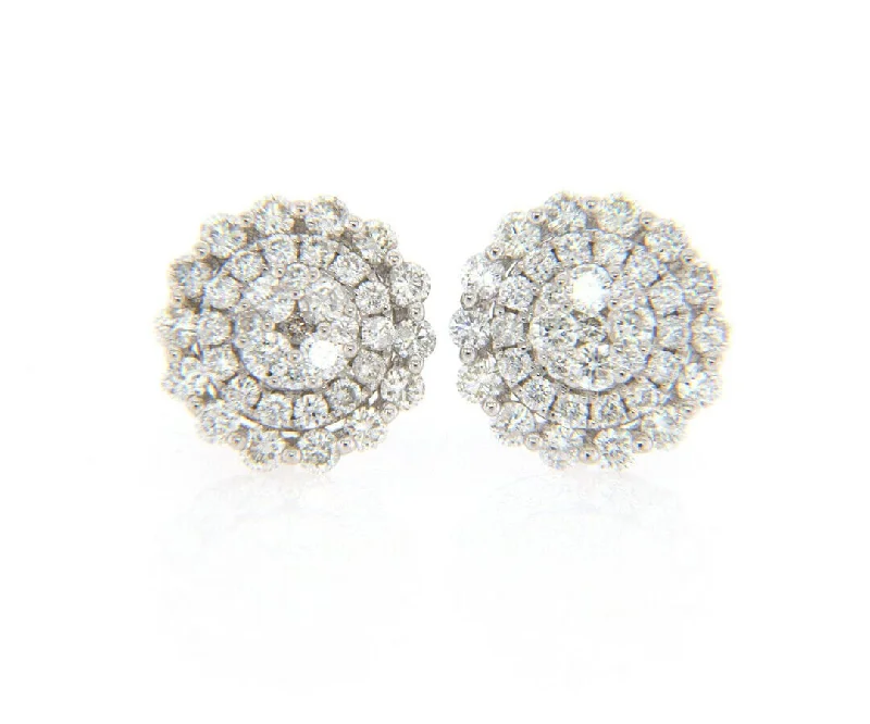 New 1.33ctw Diamond Cluster Frame Stud Earrings in 14K