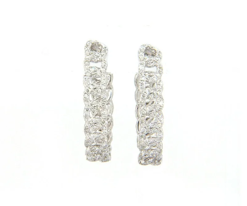 New 1.36ctw Diamond Curb Link Style Hoop Earrings in 14K