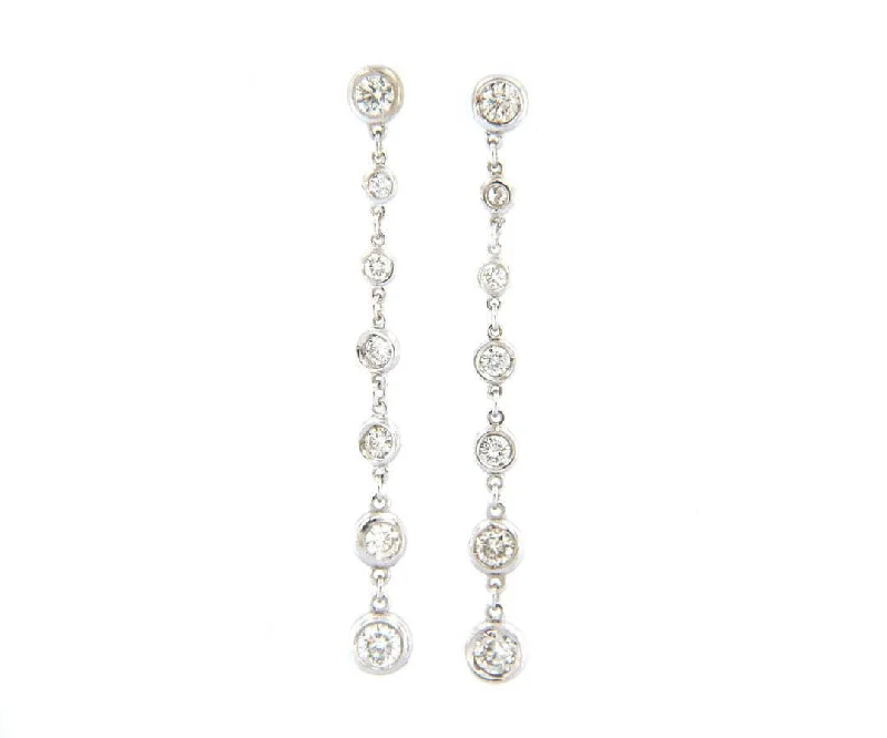 New 1.55ctw Diamond Bezel Set Journey Dangle Earrings in 14K