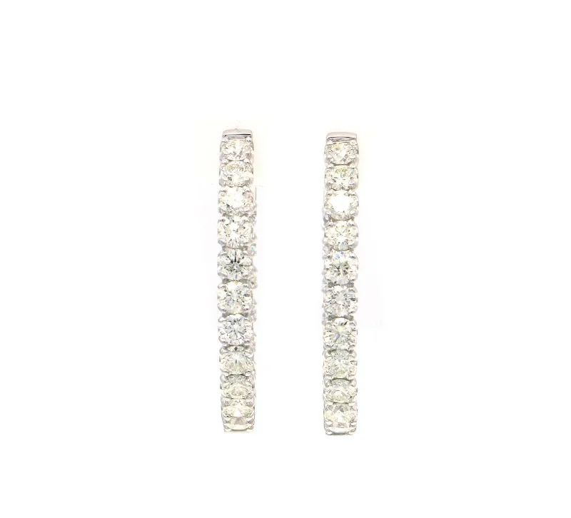 New 4.05ctw Round Diamond Inside Out Hoop Earrings in 14K