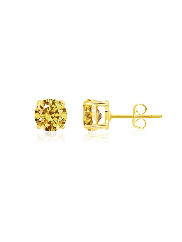 simple gold hoop earrings November Birthstone Stud Earrings Finished in 18kt Yellow Gold