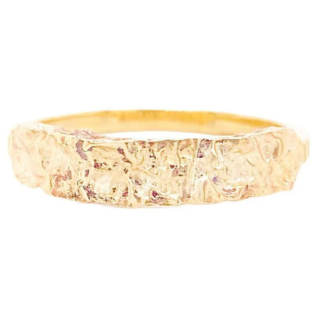 Nugget Bar Ring in 14K Yellow Gold by Designer Mary Rupert, Stackable