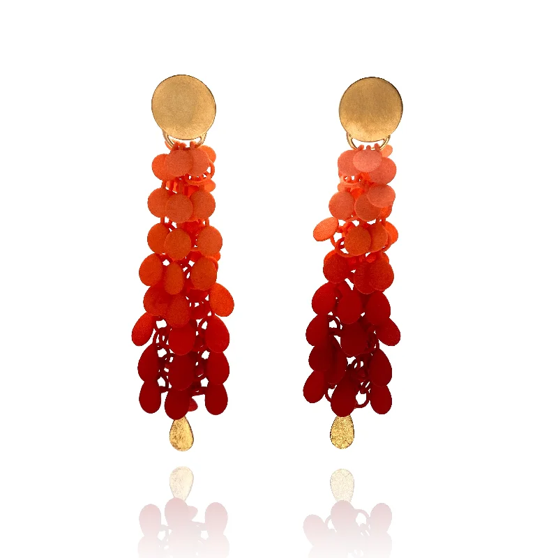 real tiger’s eye bead bracelet Peach and Red Gradient Gold Vermeil Earrings
