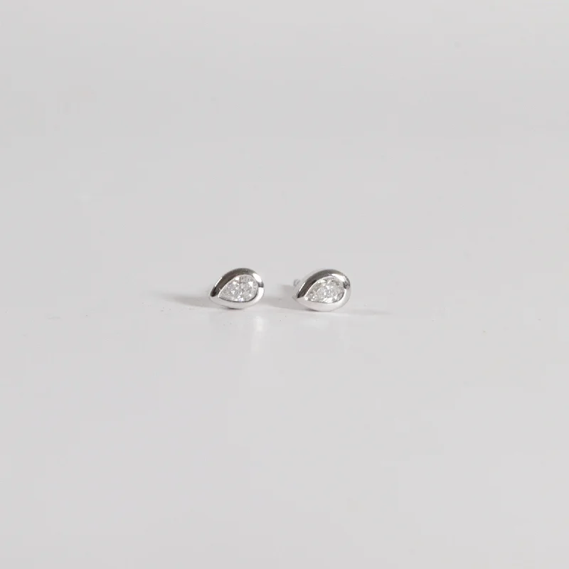 vintage emerald cocktail ring Petite Pear Diamond Bezel Studs