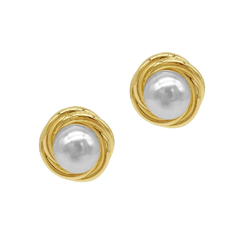 Pearl Framed Earrings Gold