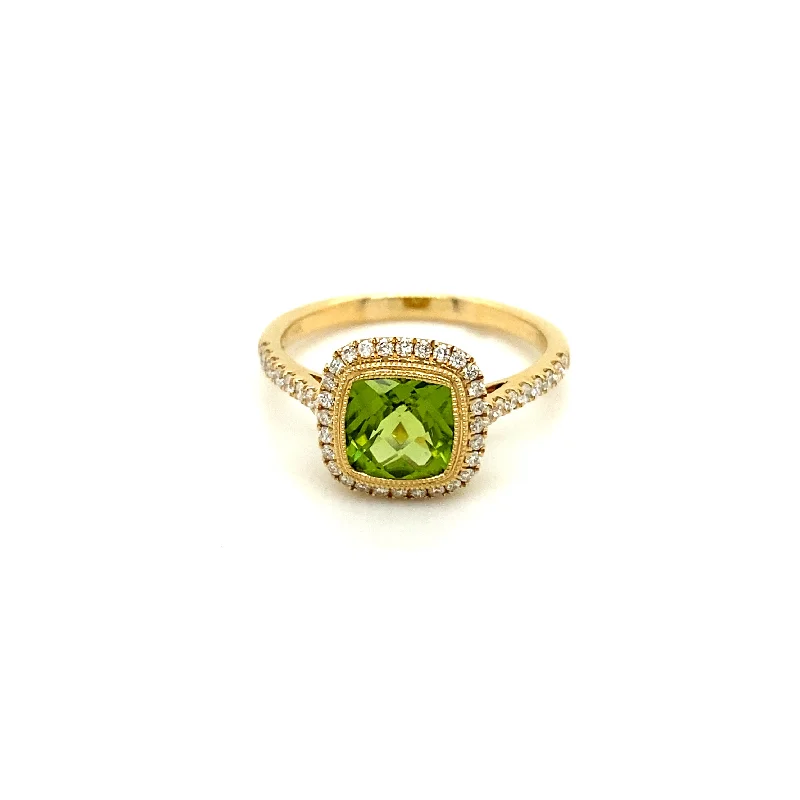 black tungsten wedding band for men Peridot Diamond Halo Ring