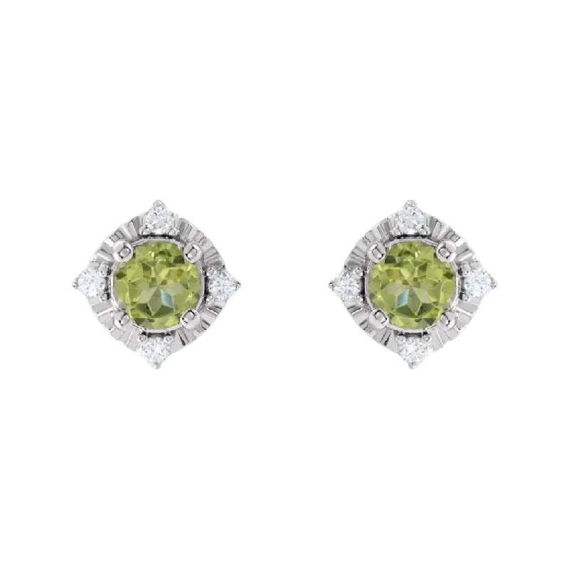 celestial sun and moon pendant Peridot + Diamond Halo Earrings