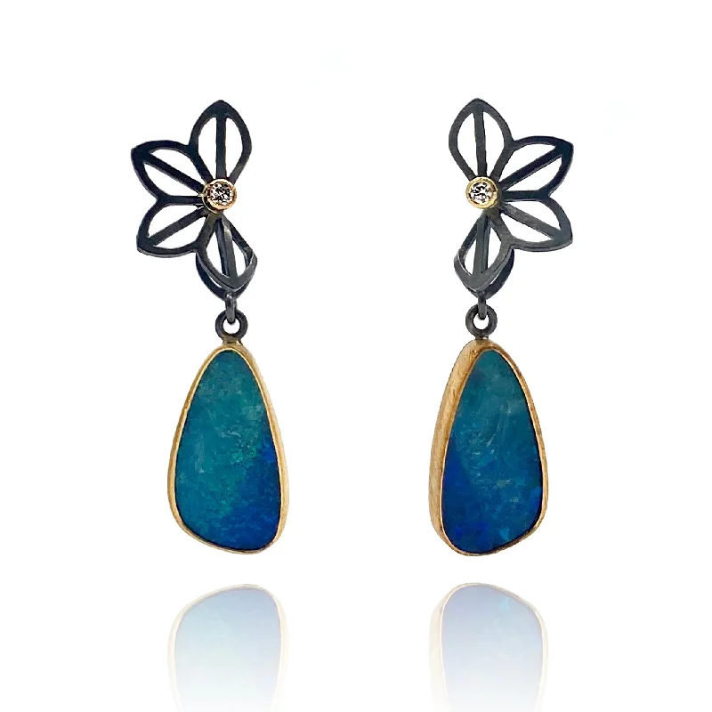 hammered silver wedding band Petite Anise Fold Opal Earrings