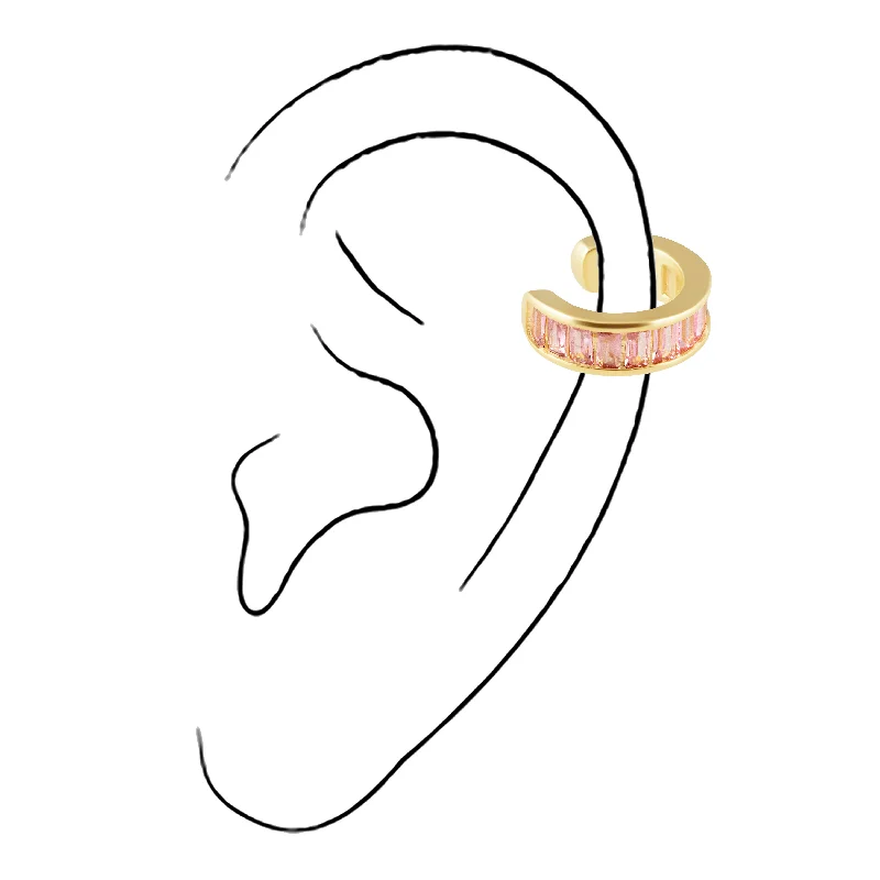 hammered gold signet ring Peyton Cz Ear Cuff - Light Pink