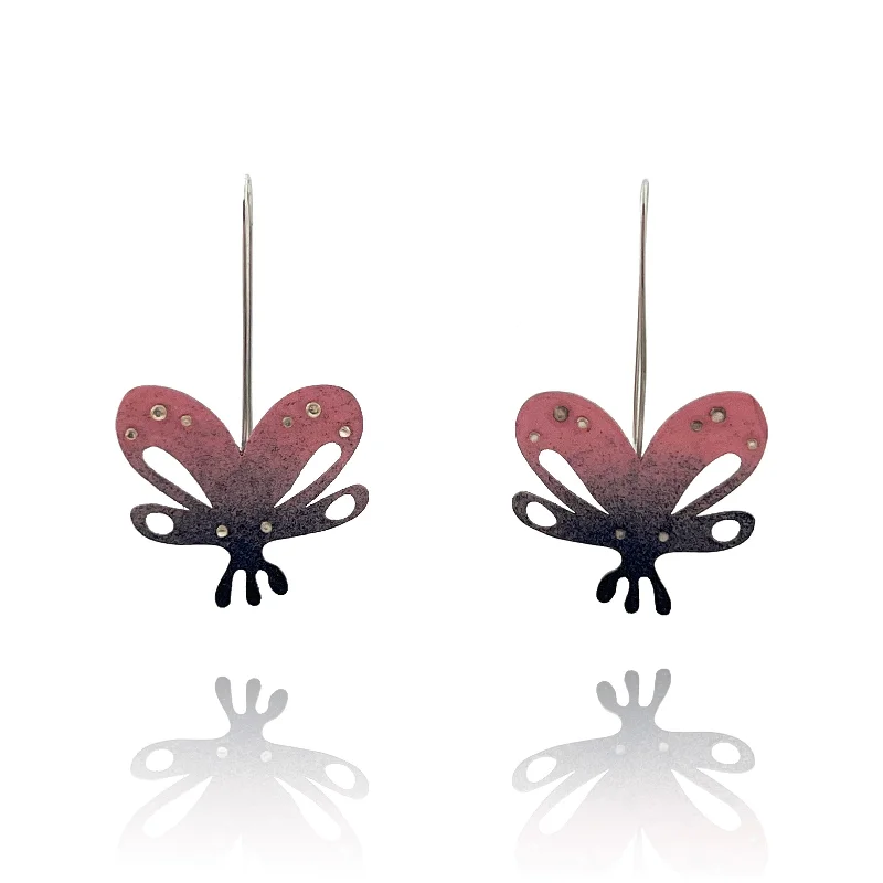 Pink and Purple Butterfly Earrings