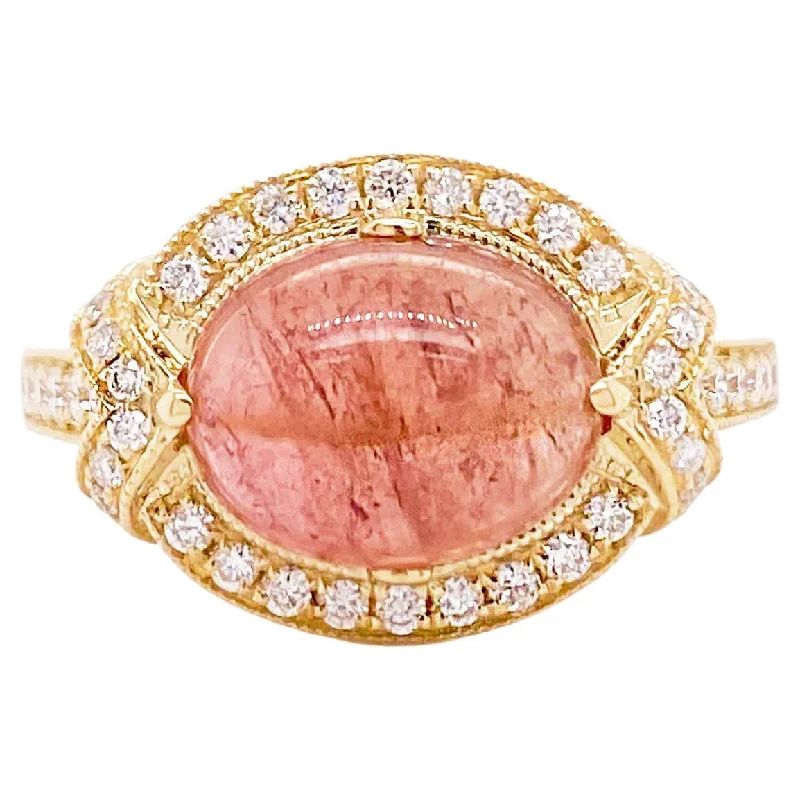 braided wedding ring men Pink Tourmaline & Diamond Ring