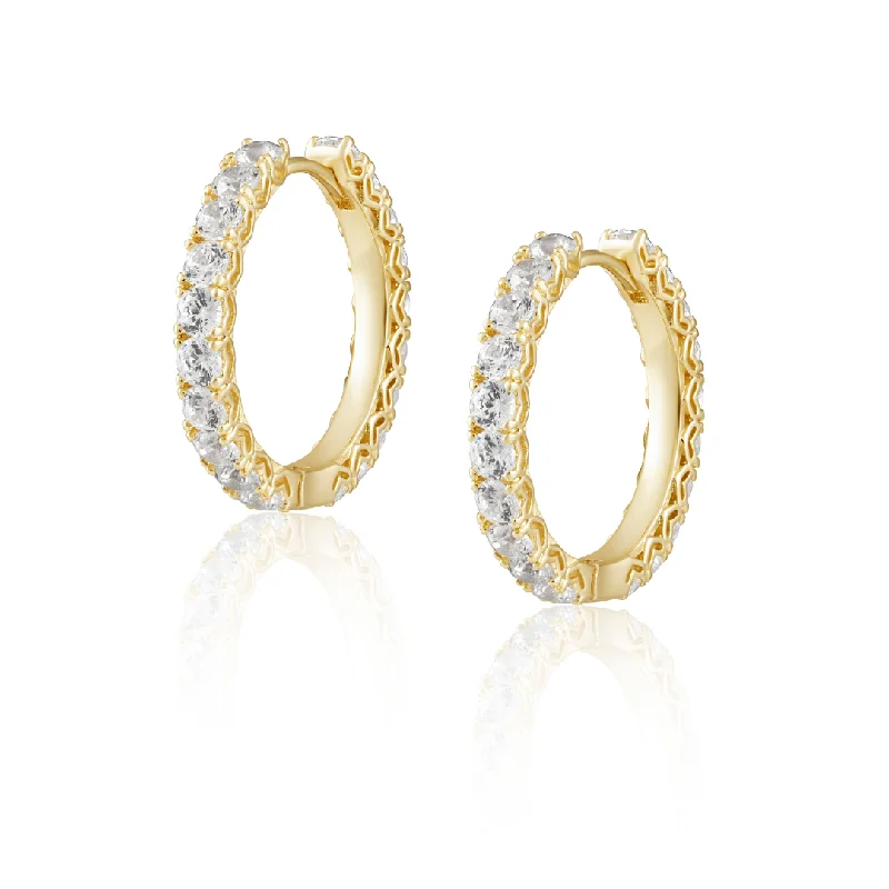 classic diamond solitaire earrings Piper Cz Hoops