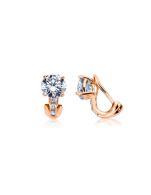 personalized name ring Postless Stud Earrings Finished in 18kt Rose Gold