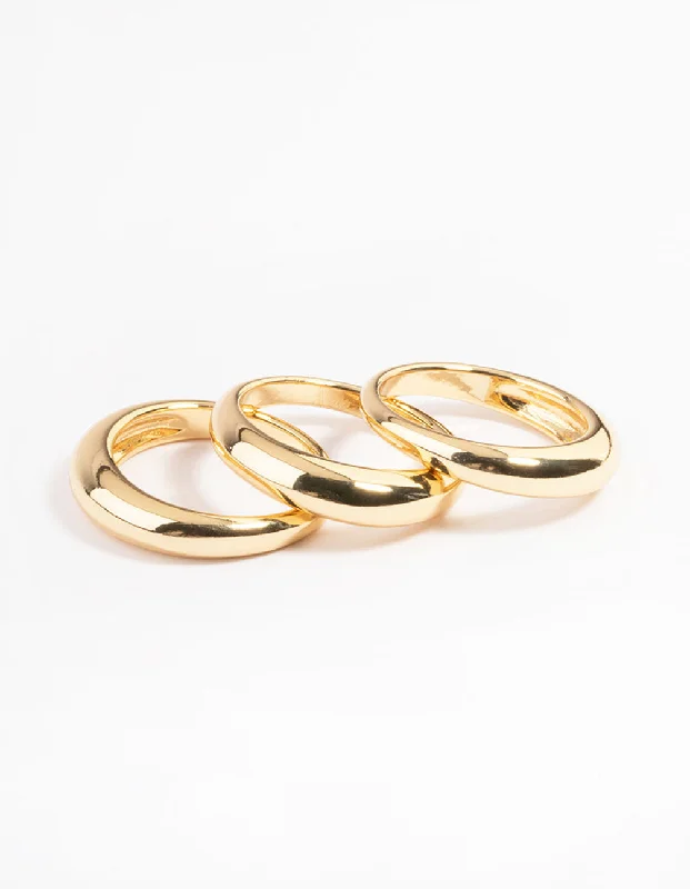 handmade raw stone engagement ring Gold Plated Medium Dome Ring Pack