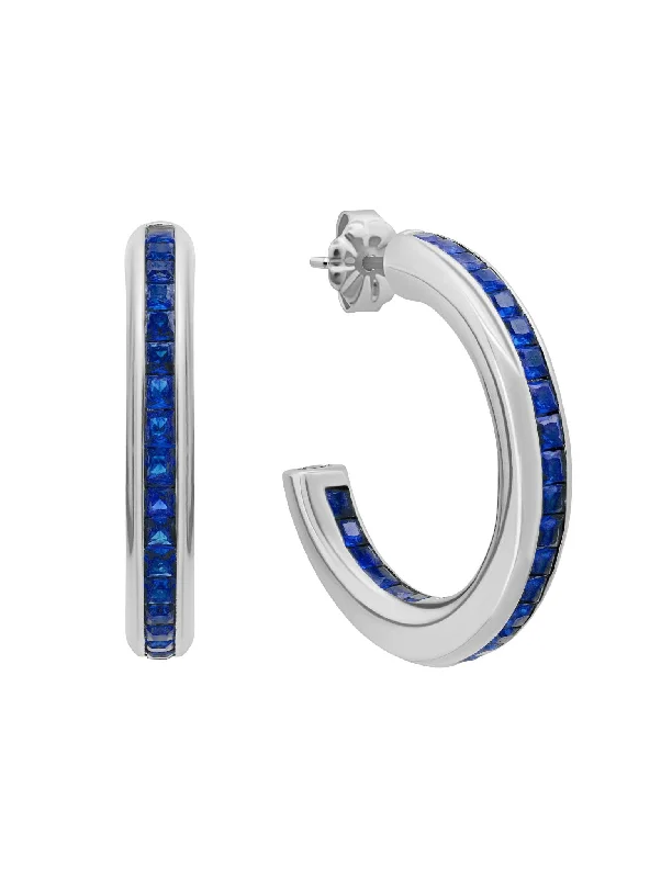 dainty rose gold chain bracelet Princess Cut Sapphire Color Hoop Earrings