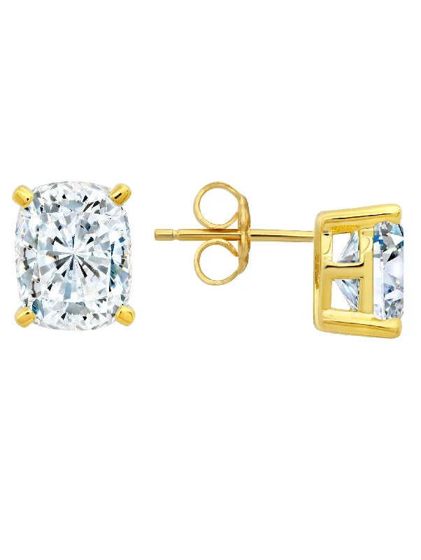 Radiant Cushion Cut Earrings Finished in 18kt Yellow Gold