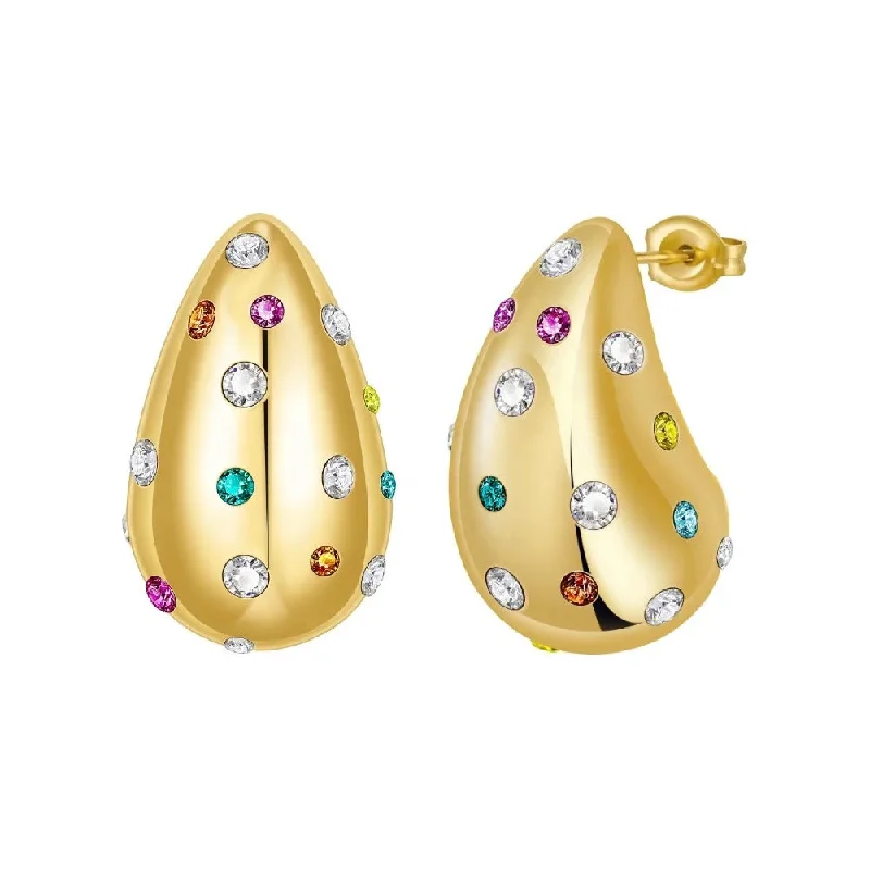 men’s tungsten carbide ring Raindrop Rainbow CZ Earrings
