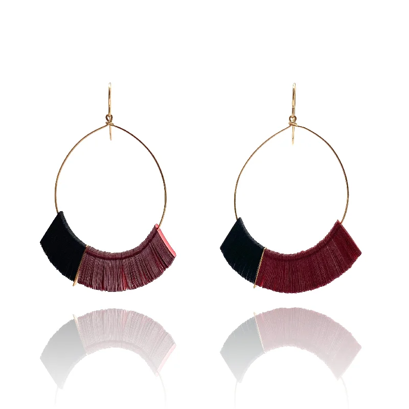 crystal drop earrings elegant Red and Black Tassel Sequin Earrings