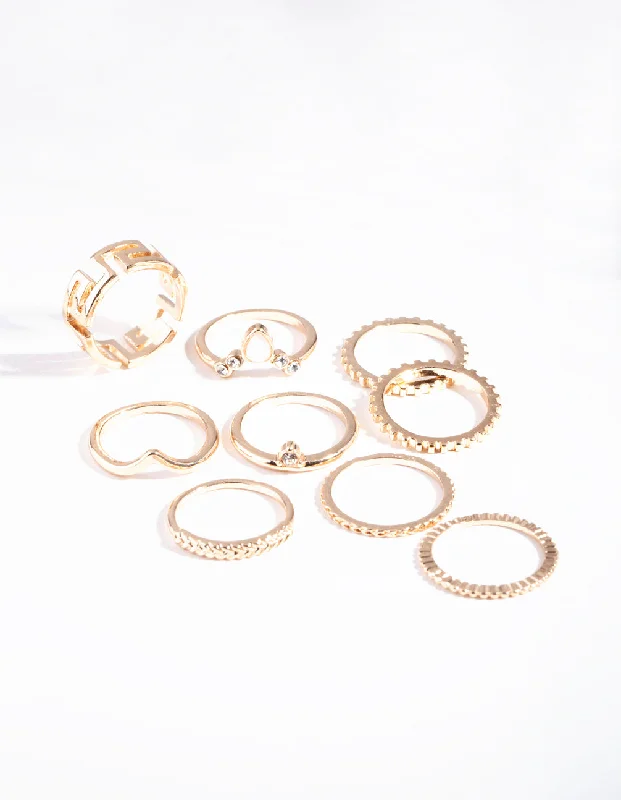 real zircon gemstone bracelet Gold Key Cut-Out Ring Pack