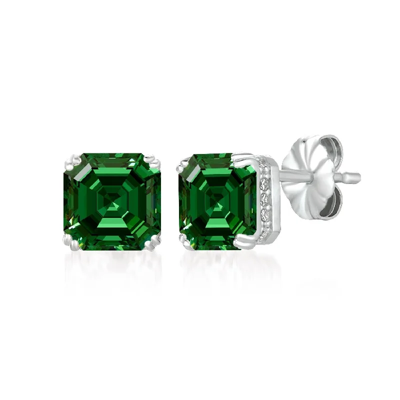 silver lotus flower earrings Royal Asscher Cut Earrings Emerald Color Stone Finished In Pure Platinum silver lotus flower earrings Royal Asscher Cut Earrings Emerald Color Stone Finished In Pure Platinum