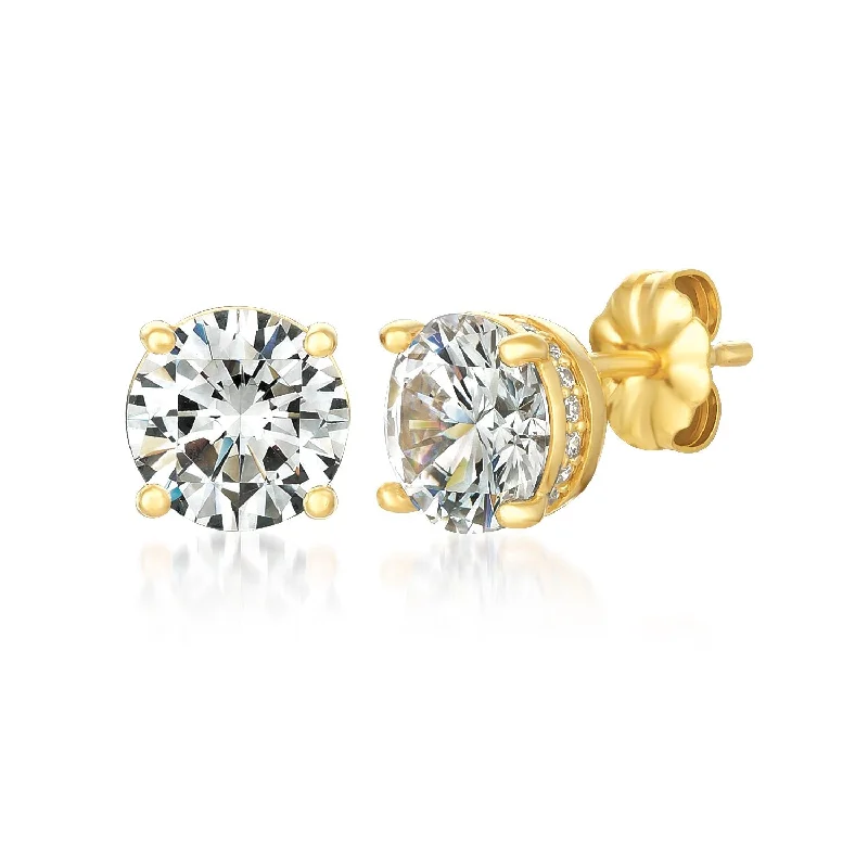 Royal Brilliant Cut Stud Earrings Finished in 18kt Yellow Gold