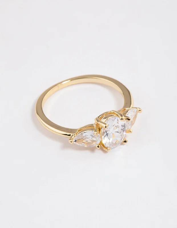 vintage-inspired gold locket Gold Plated Oval Enchanting Ring