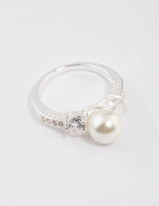 natural crystal pendant necklace Silver Plated Enchanting Pearl Ring
