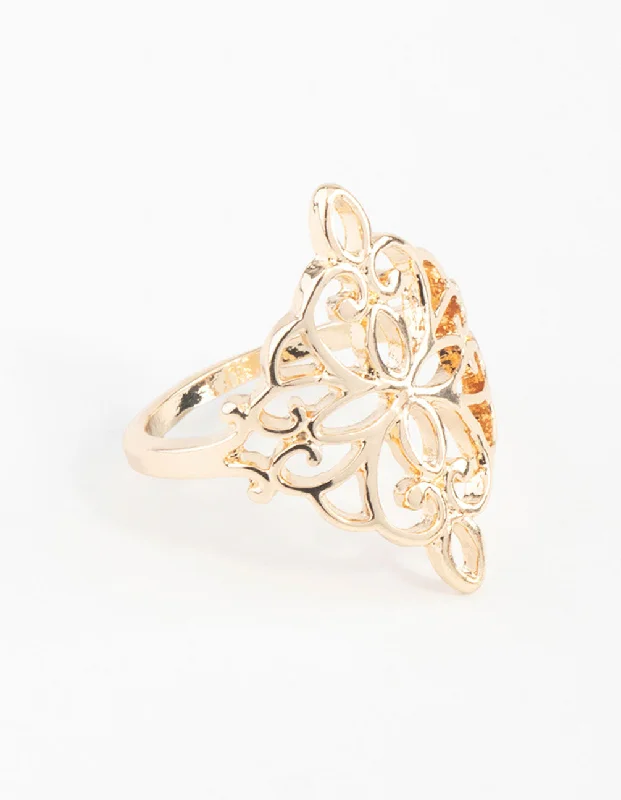 gold medallion pendant necklace Gold Filigree Ring