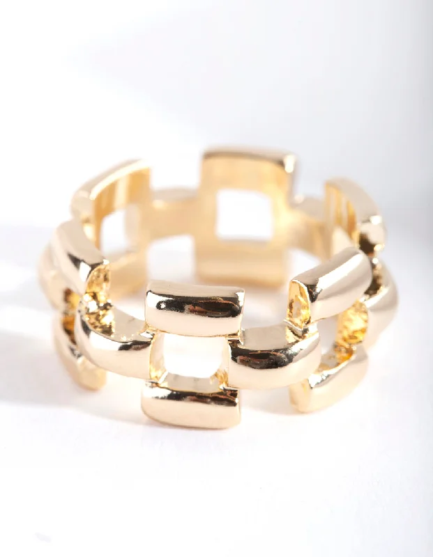 vintage rose-cut diamond ring Gold Woven Chain Ring
