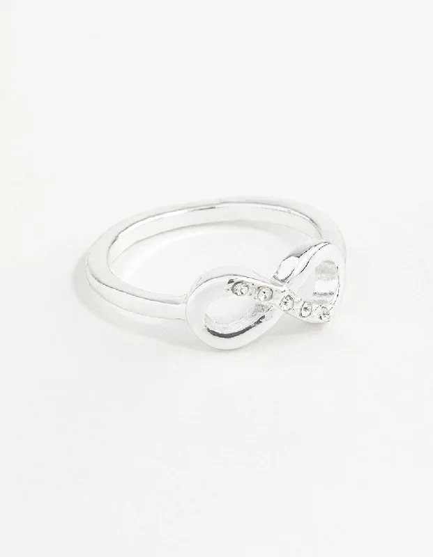 vintage Victorian brooch pin Silver Diamante Infinity Ring