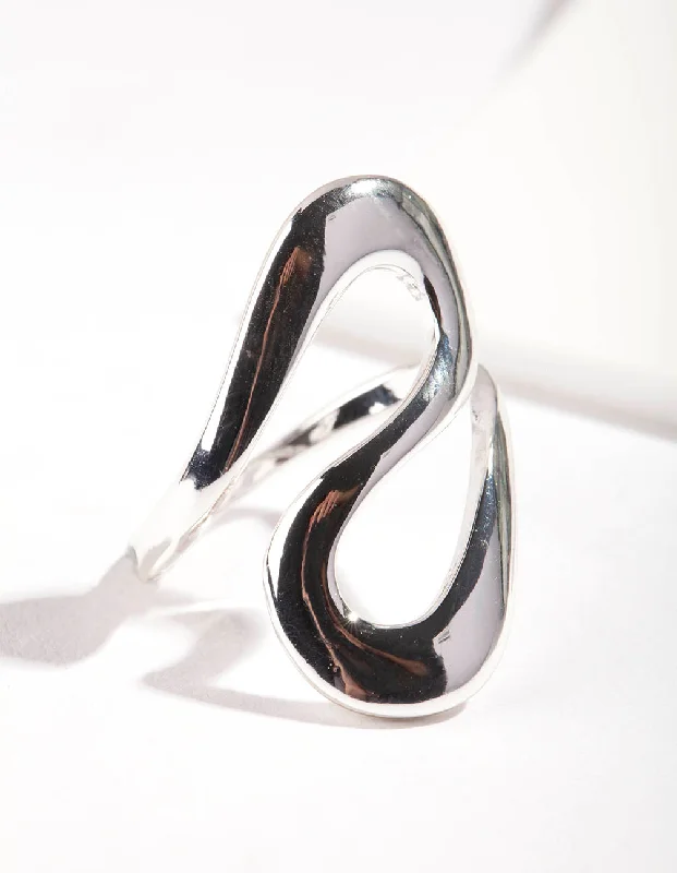 infinity necklace with birthstones Silver Metal Swirl Ring