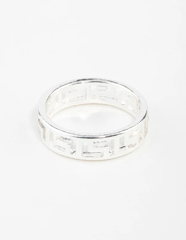statement gold cuff earrings Silver Geometric Ring