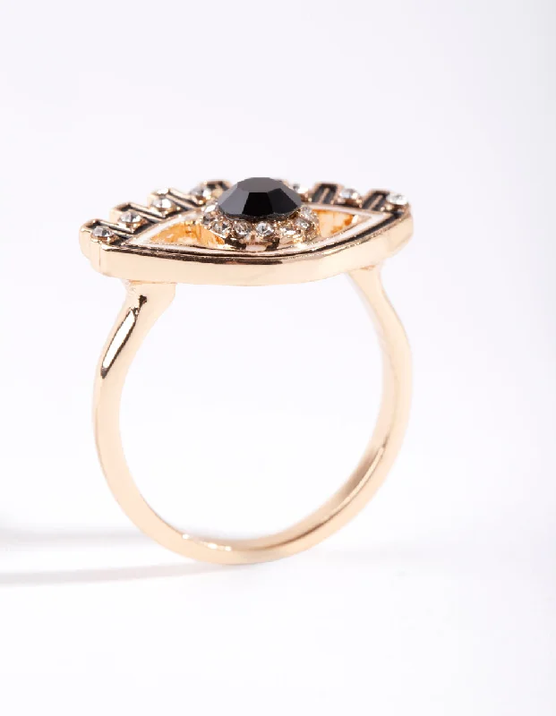 real opal engagement ring Black Eyelash Evil Eye Ring