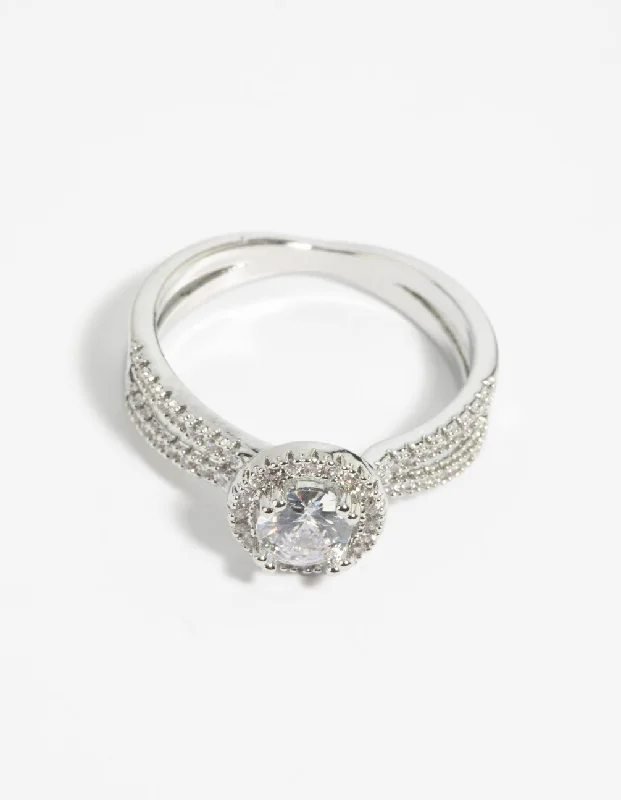 infinity knot wedding band Rhodium Cubic Zirconia Ring