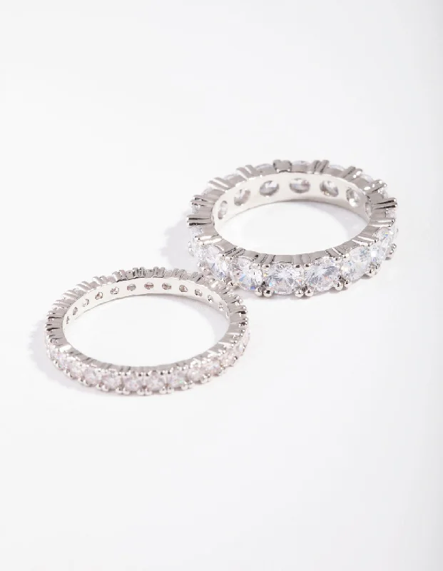 dainty gold anchor bracelet Rhodium Cubic Zirconia Ring Set