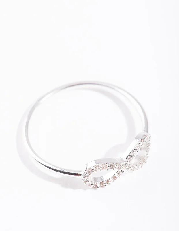 men’s silver ring with onyx Silver Cubic Zirconia Infinity Ring