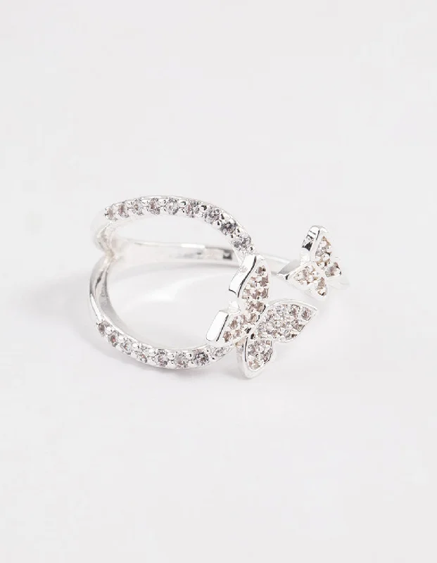 stackable gold bangle set Silver Flying Butterfly Ring