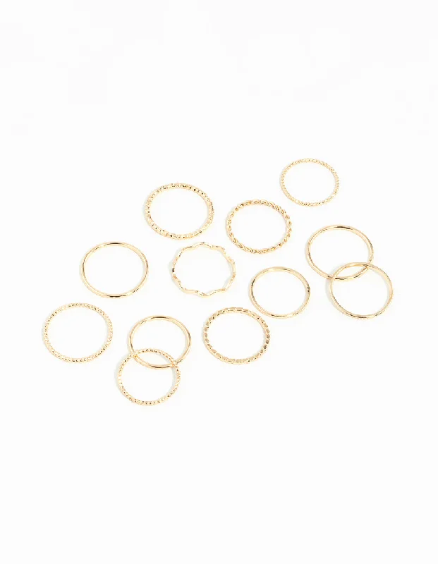 men’s sterling silver cufflinks Gold Textured Mixed Size Ring Pack