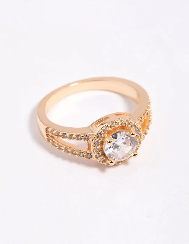 elegant marquise diamond ring Gold Plated Cubic Zirconia Halo Ring