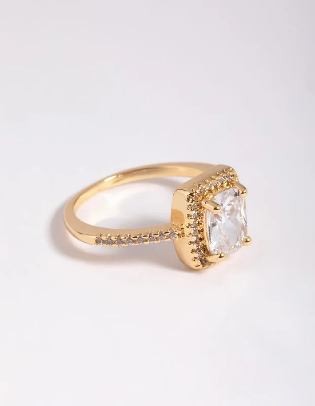 handcrafted crystal quartz ring Gold Cubic Zirconia Ring