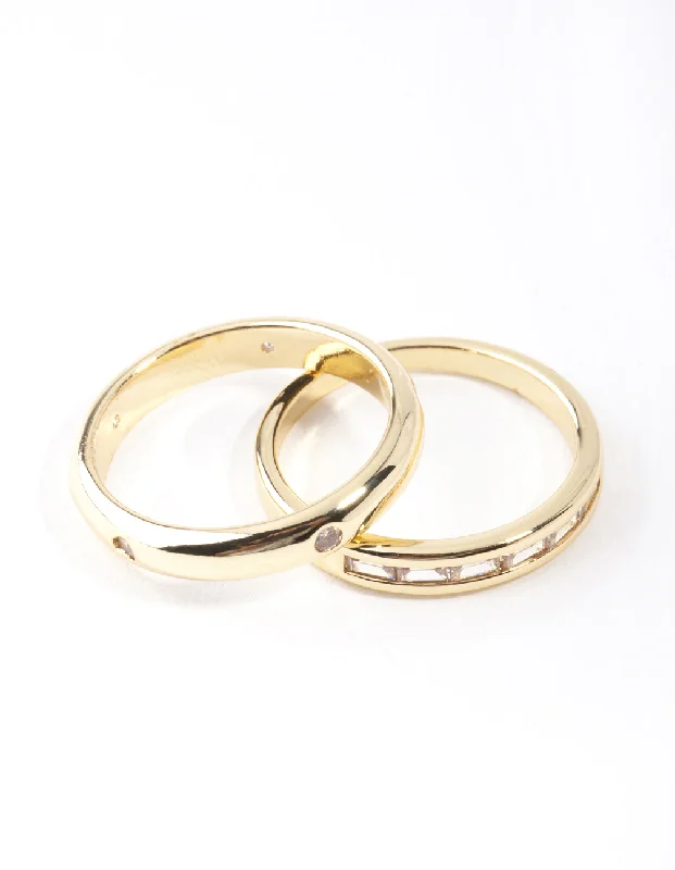 genuine ruby ring women Gold Plated Diamante Stone Ring Pack