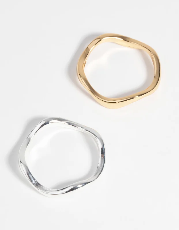 modern infinity signet ring Gold & Silver Plated Weave Ring Set