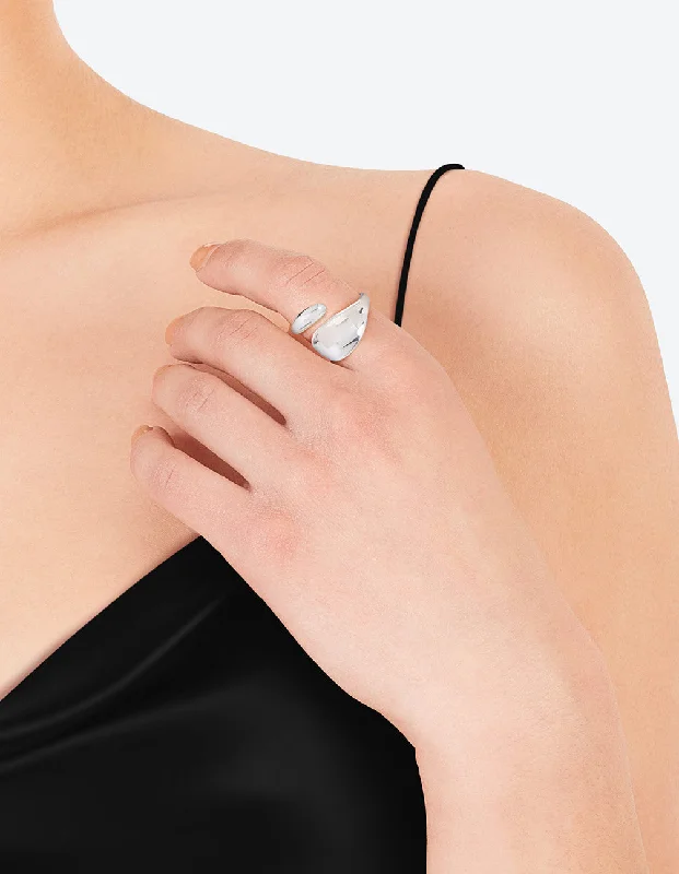 classic pearl bridal earrings Silver Plated Bold Wrap Ring