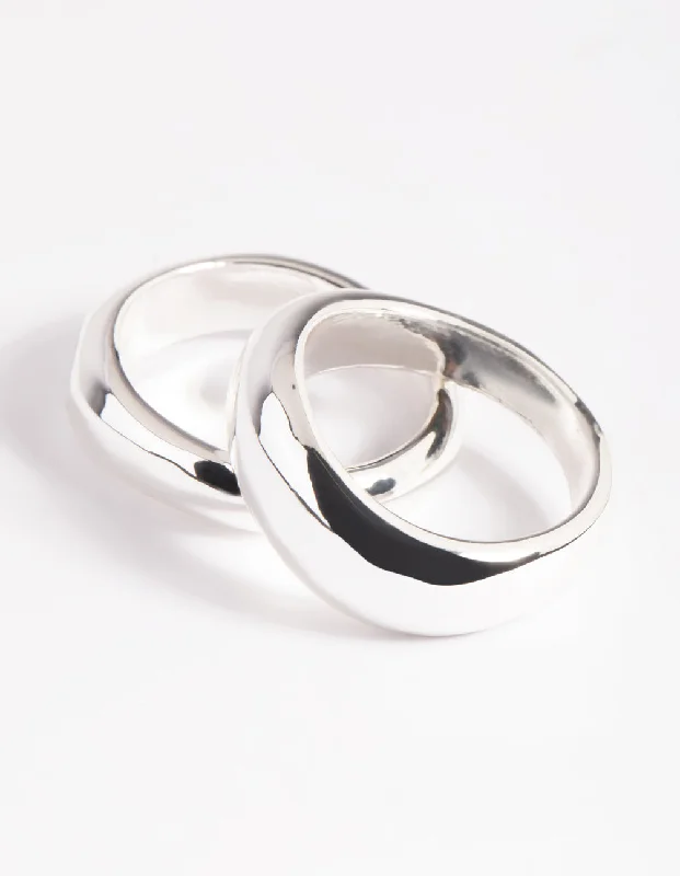 tiny opal stud earrings Silver Plated Irregular Ring Set