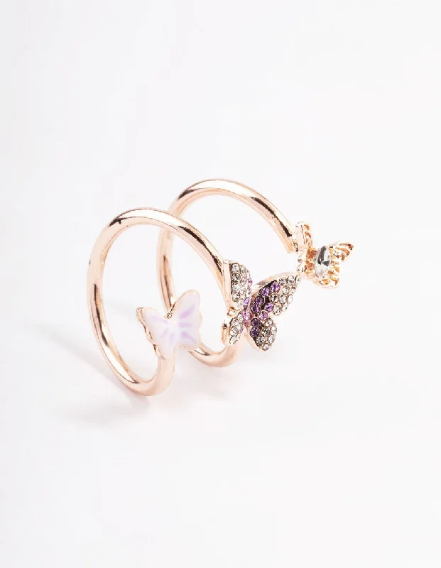 gold moonstone cocktail ring Rose Gold Butterfly Wrap Ring